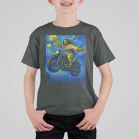 Funny Jesus Christian Motorcycle T Shirt For Kid Starry Night Van Gogh Biker - Wonder Print Shop
