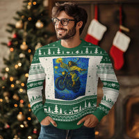 Funny Jesus Christian Motorcycle Ugly Christmas Sweater Starry Night Van Gogh Biker - Wonder Print Shop