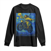 Funny Jesus Christian Motorcycle Long Sleeve Shirt Starry Night Van Gogh Biker - Wonder Print Shop