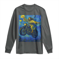 Funny Jesus Christian Motorcycle Long Sleeve Shirt Starry Night Van Gogh Biker - Wonder Print Shop