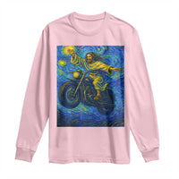 Funny Jesus Christian Motorcycle Long Sleeve Shirt Starry Night Van Gogh Biker - Wonder Print Shop