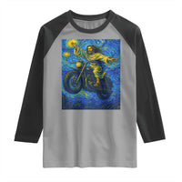 Funny Jesus Christian Motorcycle Raglan Shirt Starry Night Van Gogh Biker - Wonder Print Shop