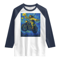 Funny Jesus Christian Motorcycle Raglan Shirt Starry Night Van Gogh Biker - Wonder Print Shop