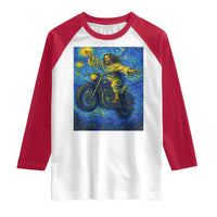 Funny Jesus Christian Motorcycle Raglan Shirt Starry Night Van Gogh Biker - Wonder Print Shop