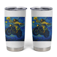 Funny Jesus Christian Motorcycle Tumbler Cup Starry Night Van Gogh Biker