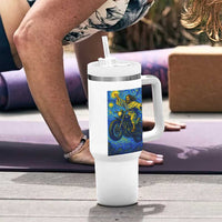 Funny Jesus Christian Motorcycle Tumbler With Handle Starry Night Van Gogh Biker