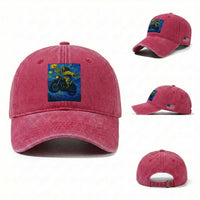 Funny Jesus Christian Motorcycle Washed Cotton Baseball Cap Starry Night Van Gogh Biker