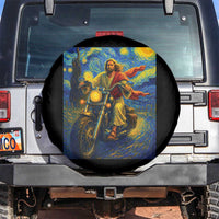 Jesus Christian Motorcycle Starry Night Van Gogh Spare Tire Cover - Wonder Print Shop