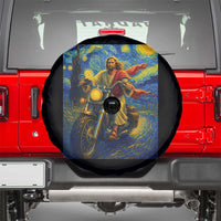 Jesus Christian Motorcycle Starry Night Van Gogh Spare Tire Cover - Wonder Print Shop