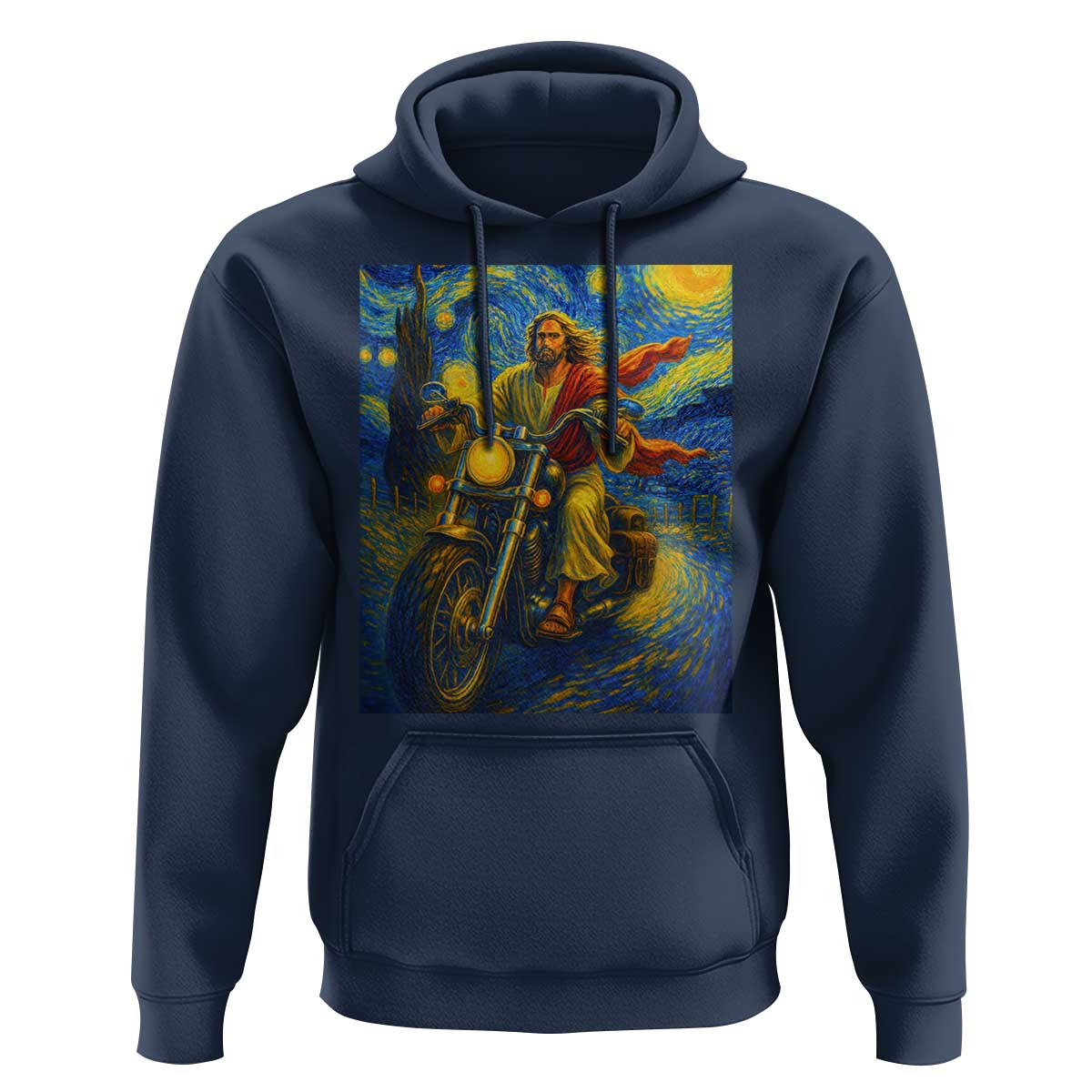 Jesus Christian Motorcycle Starry Night Van Gogh Hoodie - Wonder Print Shop