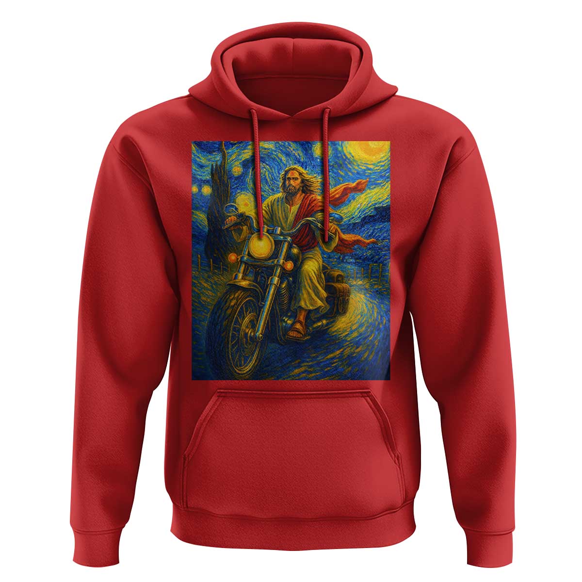 Jesus Christian Motorcycle Starry Night Van Gogh Hoodie - Wonder Print Shop