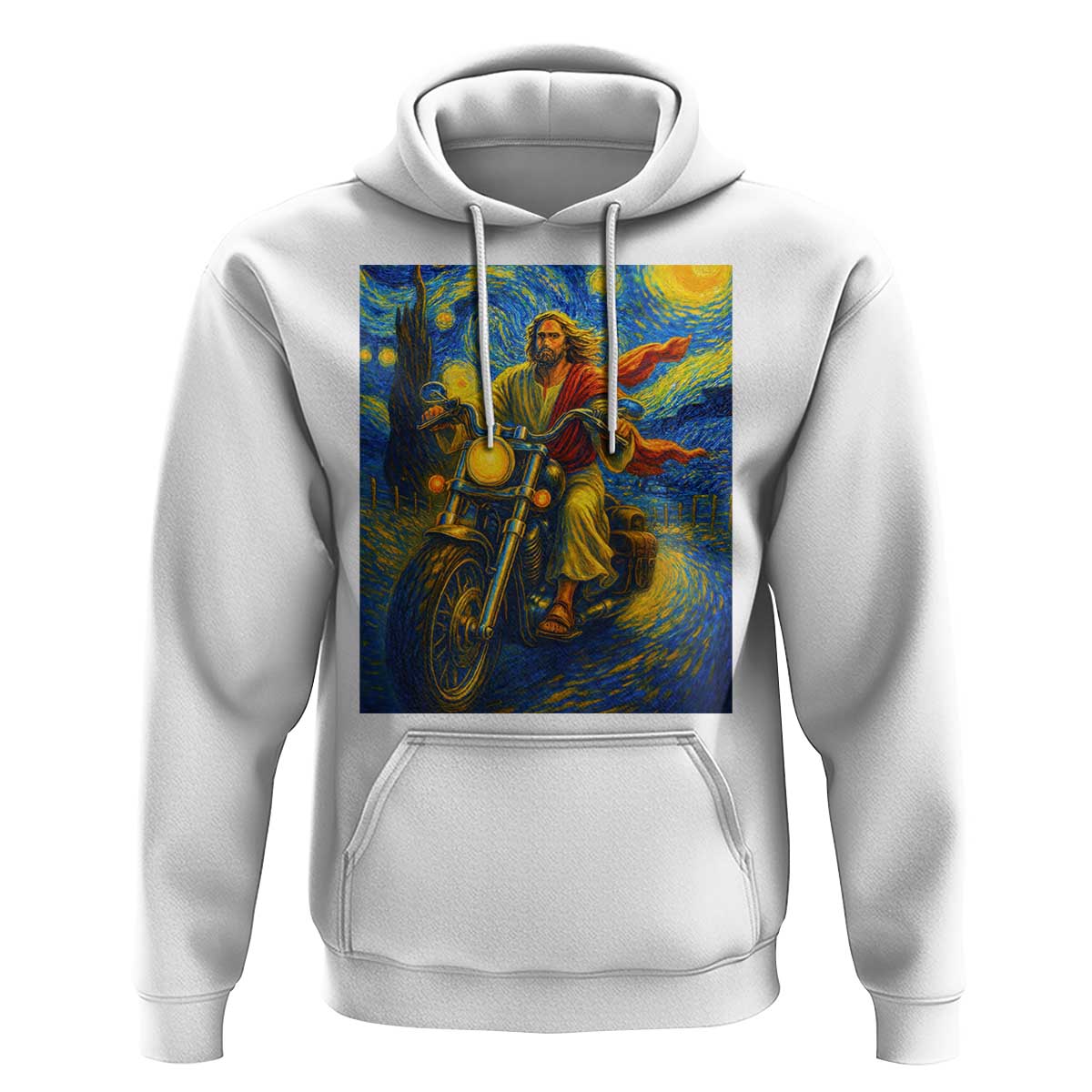 Jesus Christian Motorcycle Starry Night Van Gogh Hoodie - Wonder Print Shop