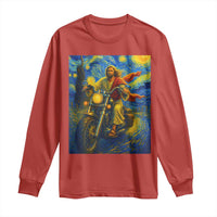 Jesus Christian Motorcycle Starry Night Van Gogh Long Sleeve Shirt - Wonder Print Shop