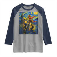 Jesus Christian Motorcycle Starry Night Van Gogh Raglan Shirt - Wonder Print Shop