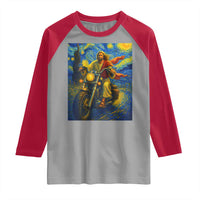 Jesus Christian Motorcycle Starry Night Van Gogh Raglan Shirt - Wonder Print Shop