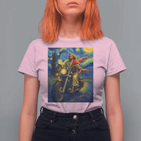 Jesus Christian Motorcycle Starry Night Van Gogh T Shirt For Women - Wonder Print Shop