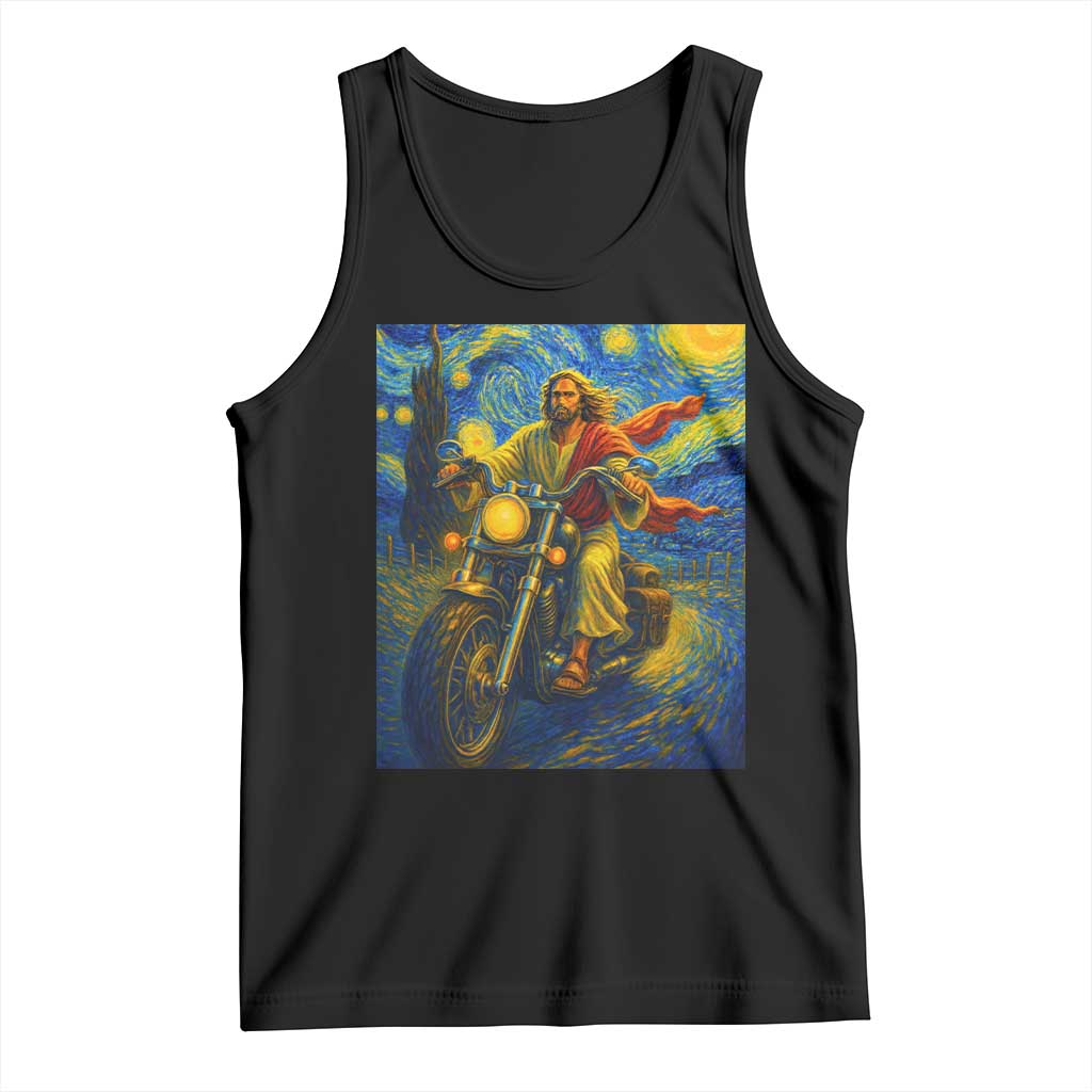 Jesus Christian Motorcycle Starry Night Van Gogh Tank Top - Wonder Print Shop