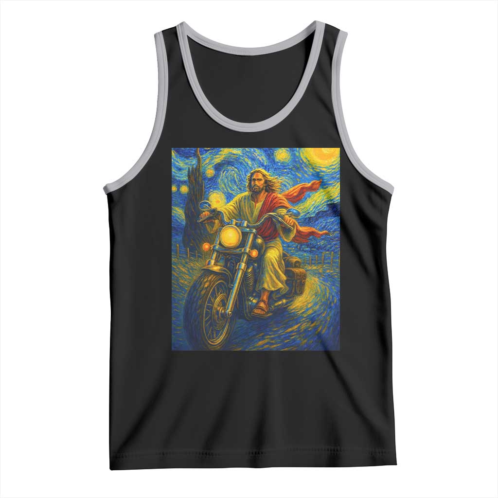 Jesus Christian Motorcycle Starry Night Van Gogh Tank Top - Wonder Print Shop