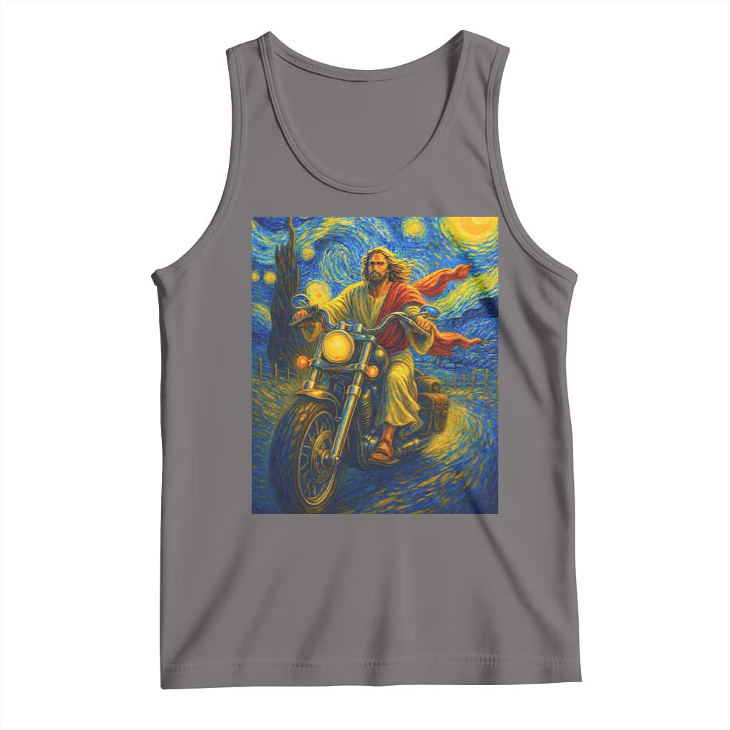 Jesus Christian Motorcycle Starry Night Van Gogh Tank Top - Wonder Print Shop