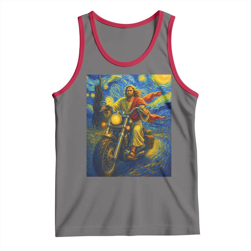 Jesus Christian Motorcycle Starry Night Van Gogh Tank Top - Wonder Print Shop
