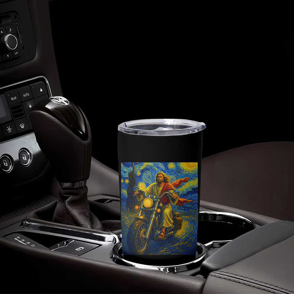 Jesus Christian Motorcycle Starry Night Van Gogh Tumbler Cup