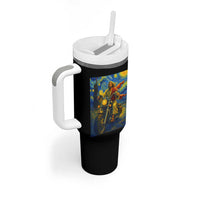 Jesus Christian Motorcycle Starry Night Van Gogh Tumbler With Handle