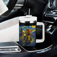 Jesus Christian Motorcycle Starry Night Van Gogh Tumbler With Handle
