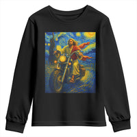 Jesus Christian Motorcycle Starry Night Van Gogh Youth Sweatshirt - Wonder Print Shop