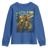 Jesus Christian Motorcycle Starry Night Van Gogh Youth Sweatshirt - Wonder Print Shop
