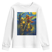 Jesus Christian Motorcycle Starry Night Van Gogh Youth Sweatshirt - Wonder Print Shop