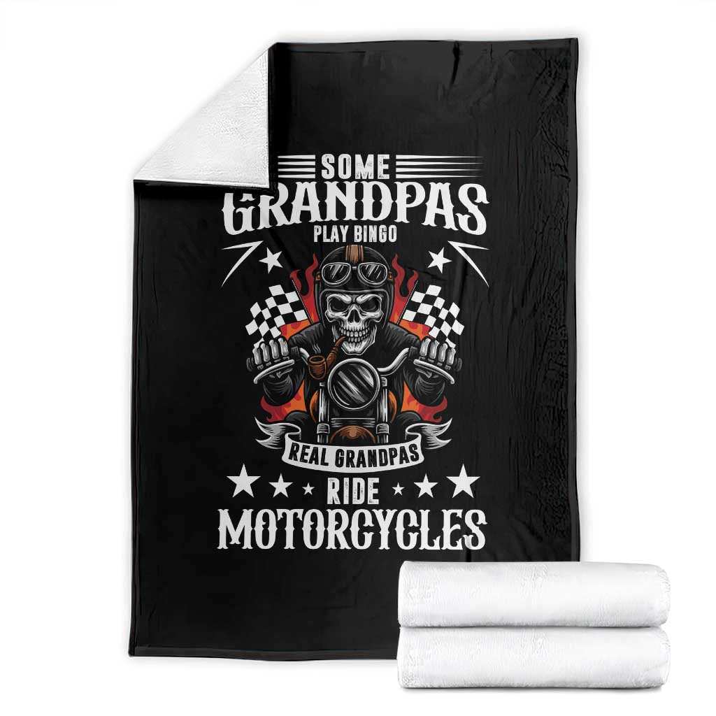 Funny Grandpa Biker Throw Blanket Some Grandpas Play Bingo Real Grandpas Ride Motorcycles - Wonder Print Shop
