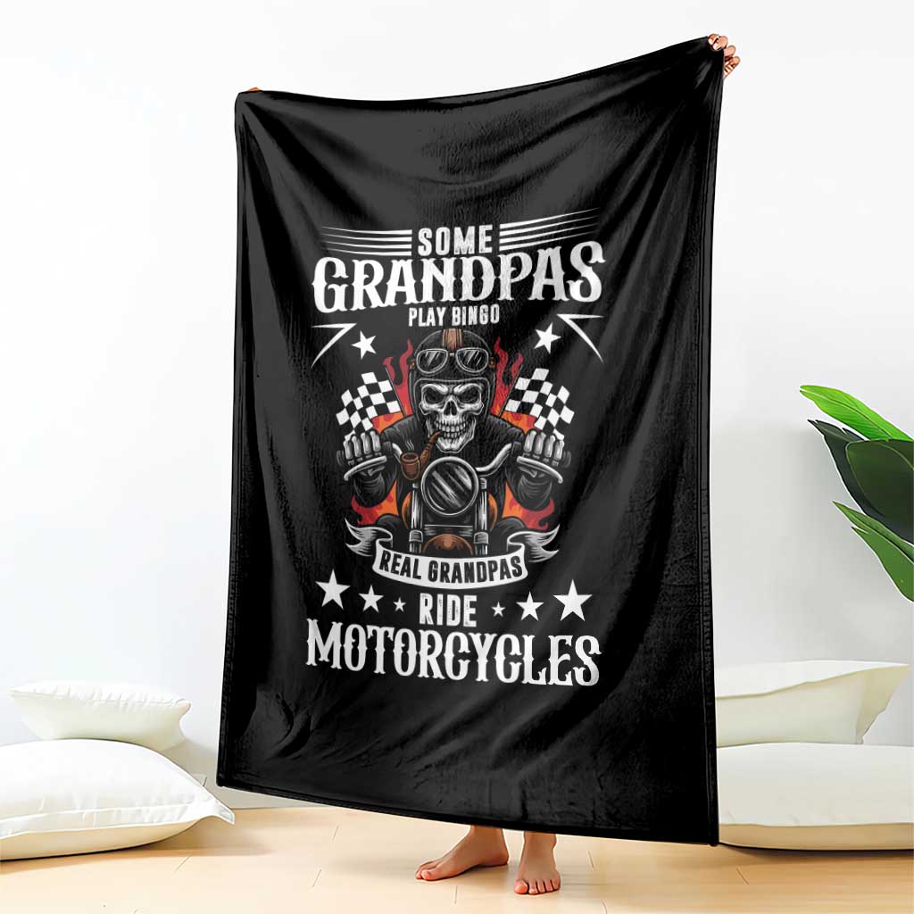 Funny Grandpa Biker Throw Blanket Some Grandpas Play Bingo Real Grandpas Ride Motorcycles - Wonder Print Shop
