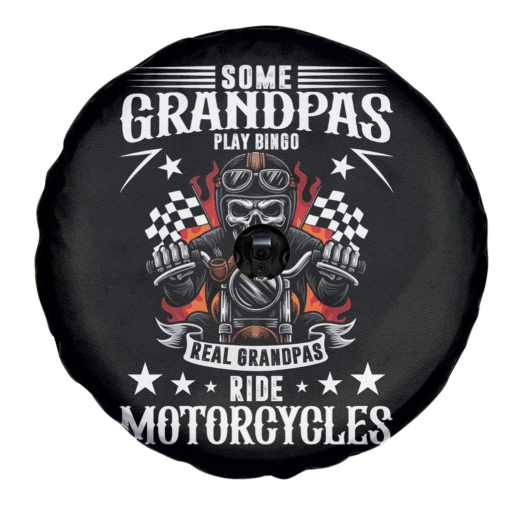Funny Grandpa Biker Spare Tire Cover Some Grandpas Play Bingo Real Grandpas Ride Motorcycles - Wonder Print Shop