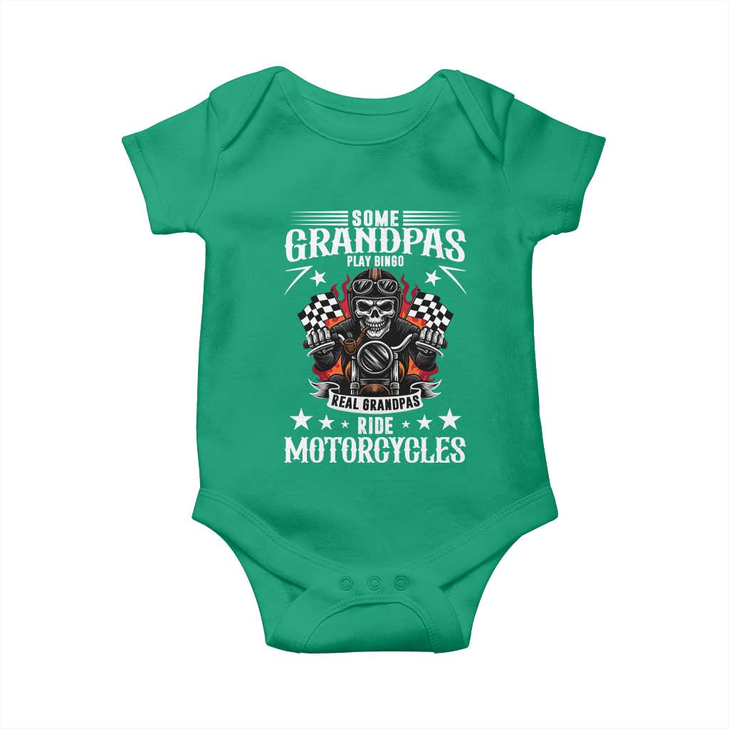 Funny Grandpa Biker Baby Onesie Some Grandpas Play Bingo Real Grandpas Ride Motorcycles - Wonder Print Shop