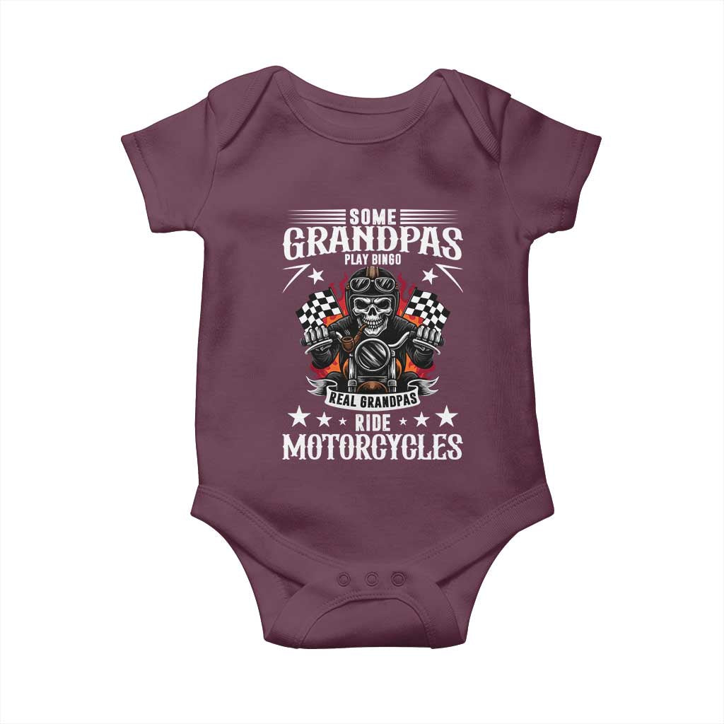 Funny Grandpa Biker Baby Onesie Some Grandpas Play Bingo Real Grandpas Ride Motorcycles - Wonder Print Shop