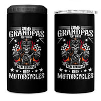 Funny Grandpa Biker 4 in 1 Can Cooler Tumbler Some Grandpas Play Bingo Real Grandpas Ride Motorcycles
