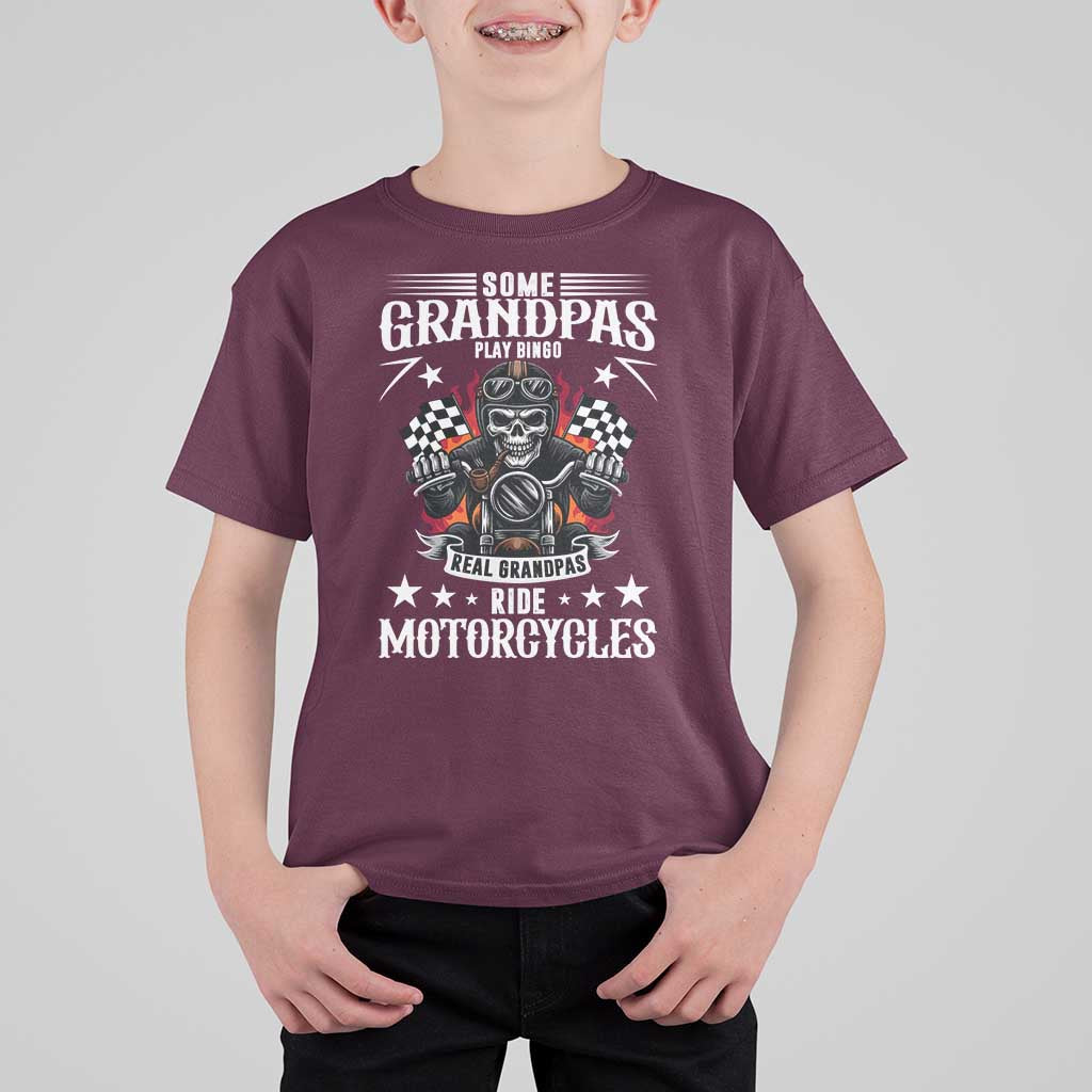 Funny Grandpa Biker T Shirt For Kid Some Grandpas Play Bingo Real Grandpas Ride Motorcycles - Wonder Print Shop