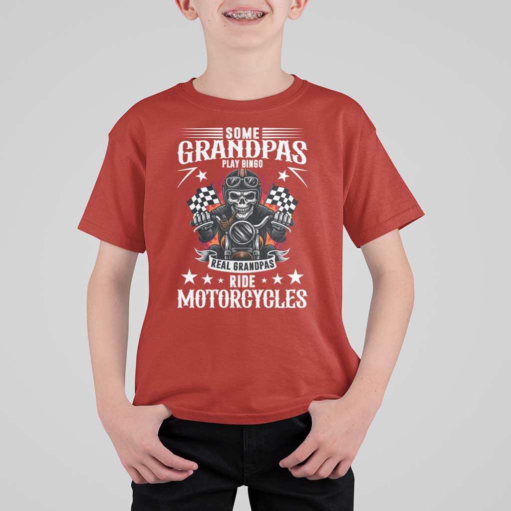 Funny Grandpa Biker T Shirt For Kid Some Grandpas Play Bingo Real Grandpas Ride Motorcycles - Wonder Print Shop
