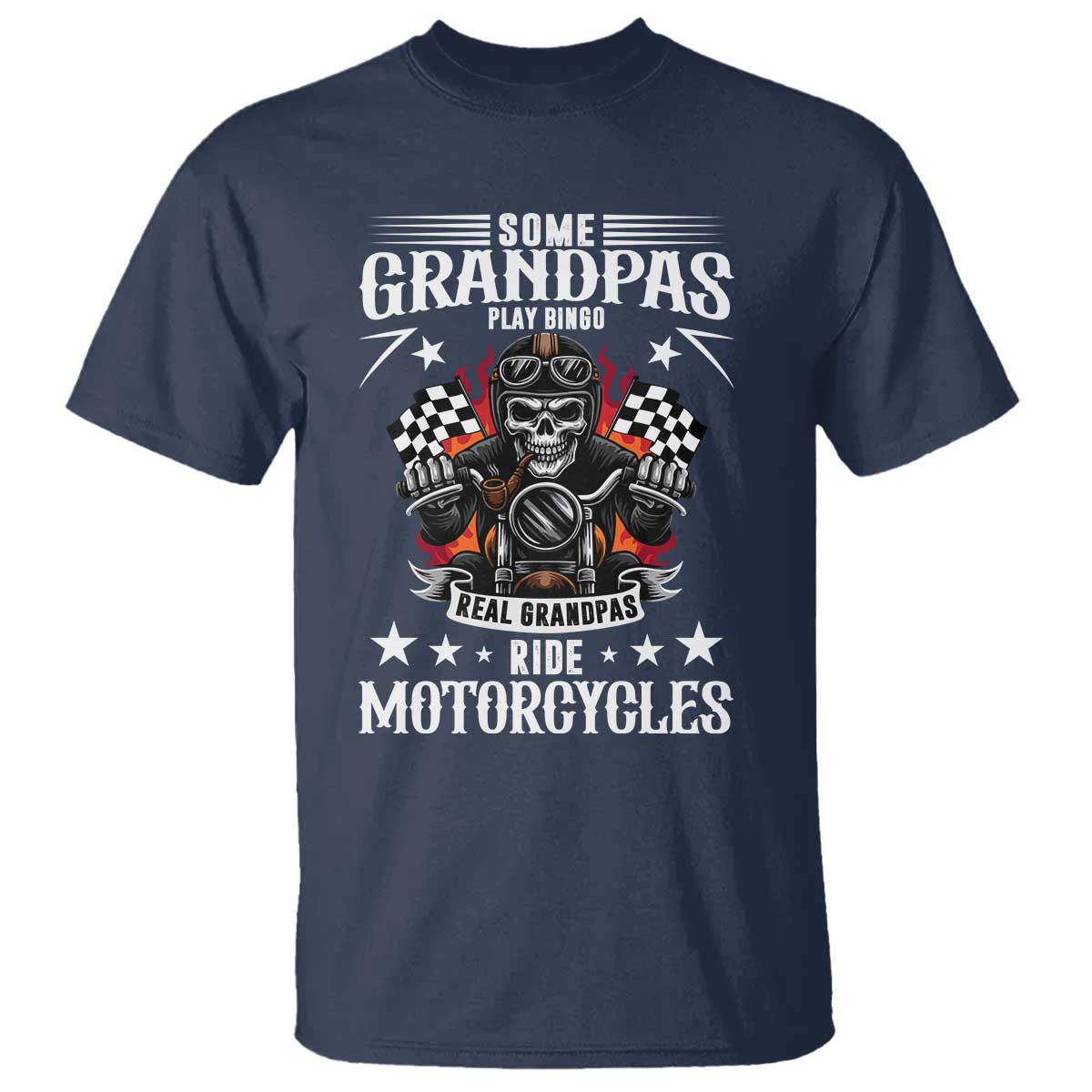 Funny Grandpa Biker T Shirt Some Grandpas Play Bingo Real Grandpas Ride Motorcycles - Wonder Print Shop