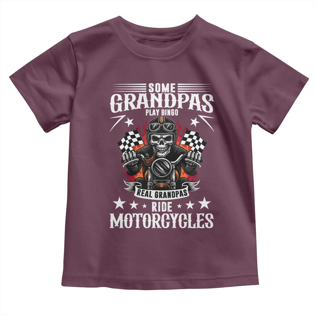 Funny Grandpa Biker Toddler T Shirt Some Grandpas Play Bingo Real Grandpas Ride Motorcycles - Wonder Print Shop