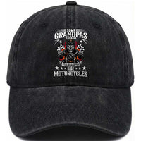 Funny Grandpa Biker Washed Cotton Baseball Cap Some Grandpas Play Bingo Real Grandpas Ride Motorcycles