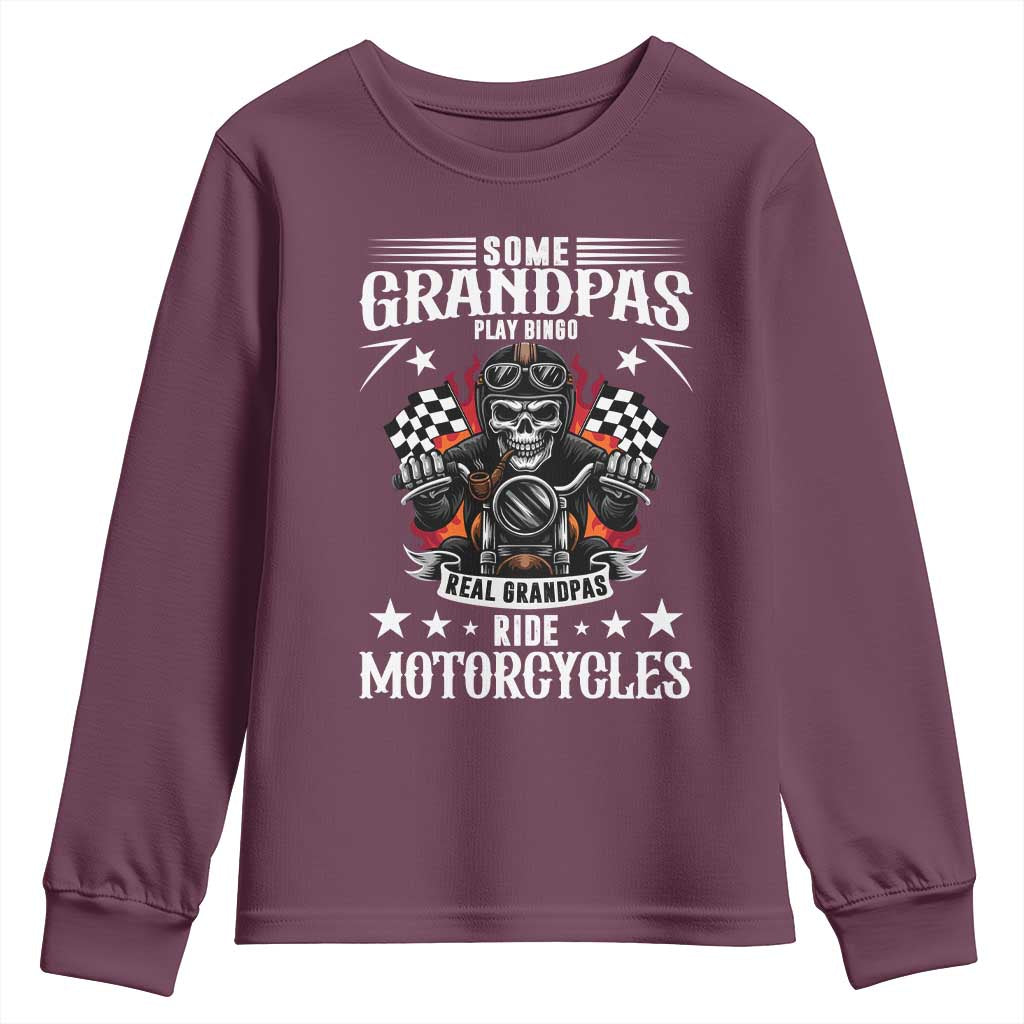 Funny Grandpa Biker Youth Sweatshirt Some Grandpas Play Bingo Real Grandpas Ride Motorcycles - Wonder Print Shop