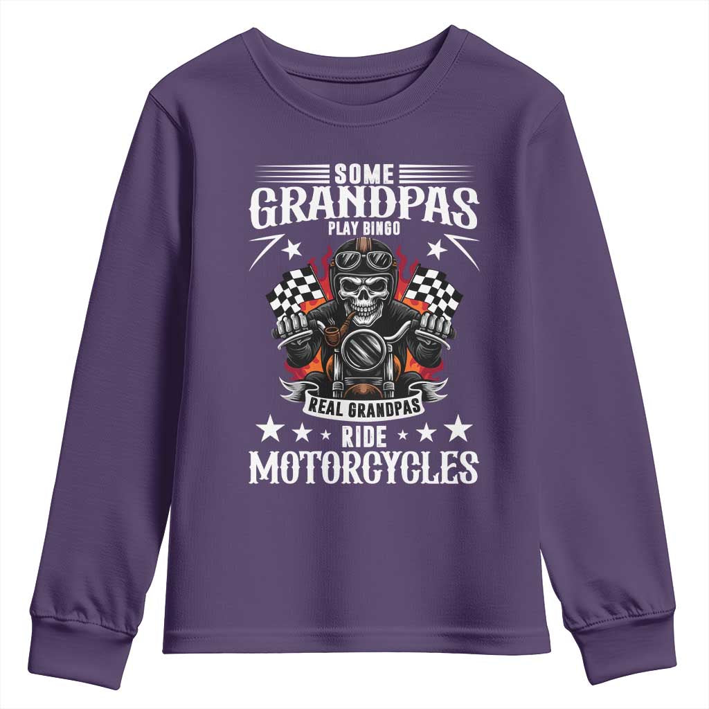 Funny Grandpa Biker Youth Sweatshirt Some Grandpas Play Bingo Real Grandpas Ride Motorcycles - Wonder Print Shop