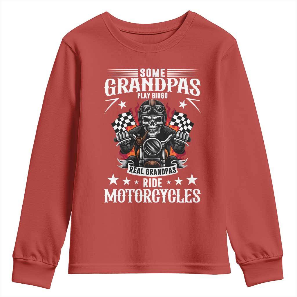 Funny Grandpa Biker Youth Sweatshirt Some Grandpas Play Bingo Real Grandpas Ride Motorcycles - Wonder Print Shop