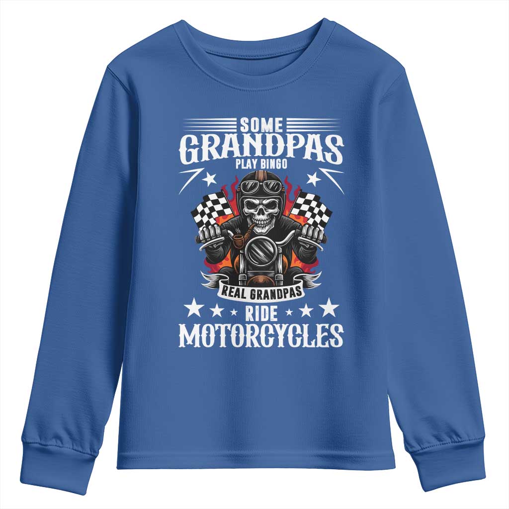 Funny Grandpa Biker Youth Sweatshirt Some Grandpas Play Bingo Real Grandpas Ride Motorcycles - Wonder Print Shop