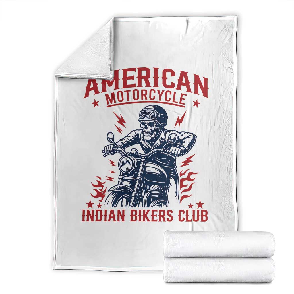 Funny Skeleton Motorcycle Throw Blanket American Motorcycle Indian Bikers Club - Wonder Print Shop