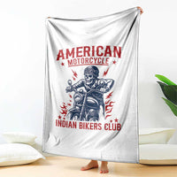 Funny Skeleton Motorcycle Throw Blanket American Motorcycle Indian Bikers Club - Wonder Print Shop