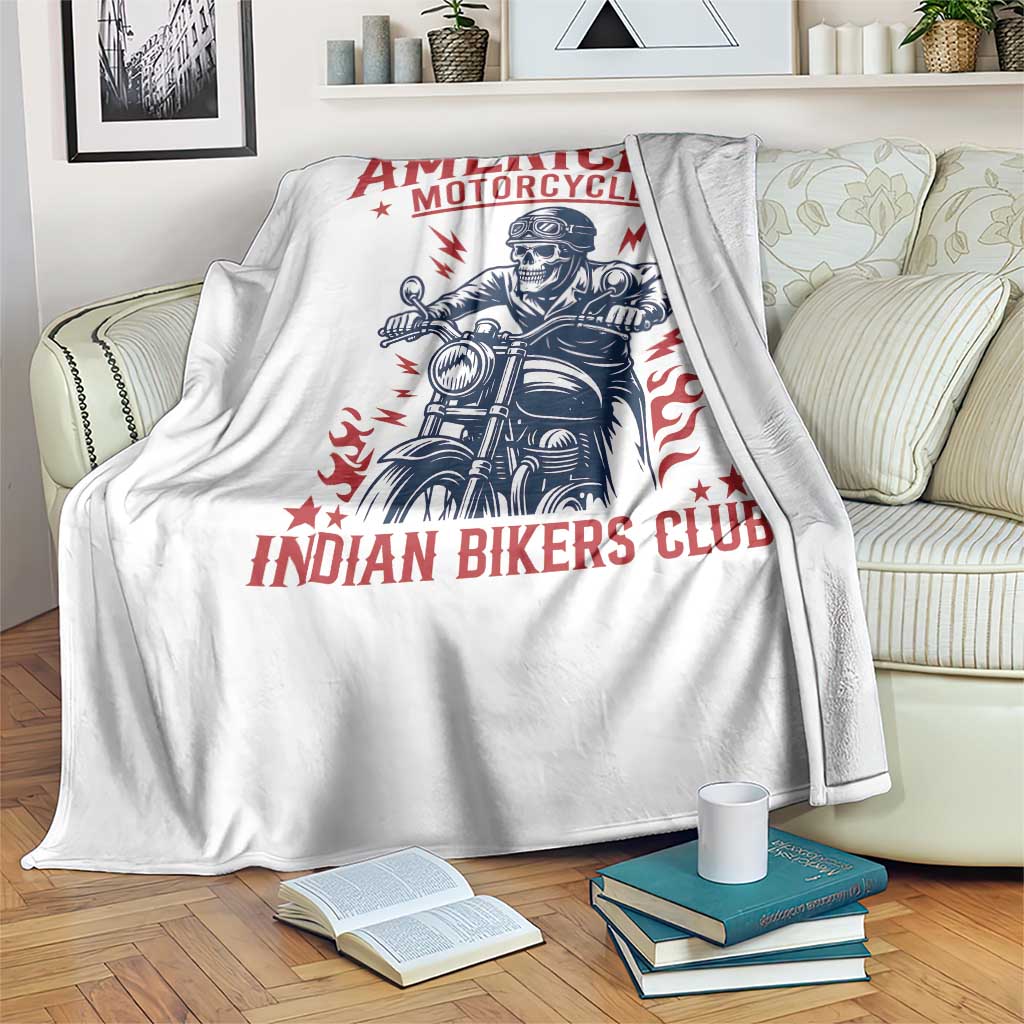 Funny Skeleton Motorcycle Throw Blanket American Motorcycle Indian Bikers Club - Wonder Print Shop