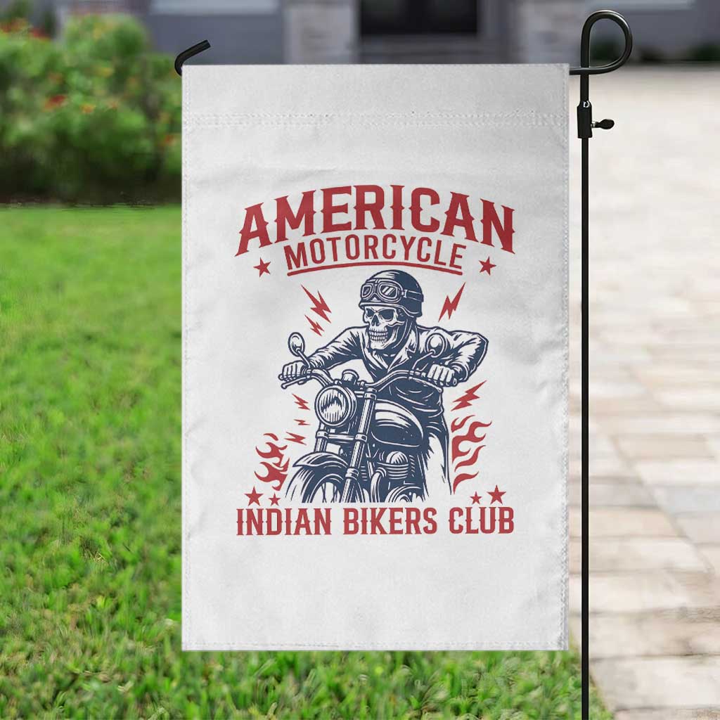 Funny Skeleton Motorcycle Garden Flag American Motorcycle Indian Bikers Club - Wonder Print Shop