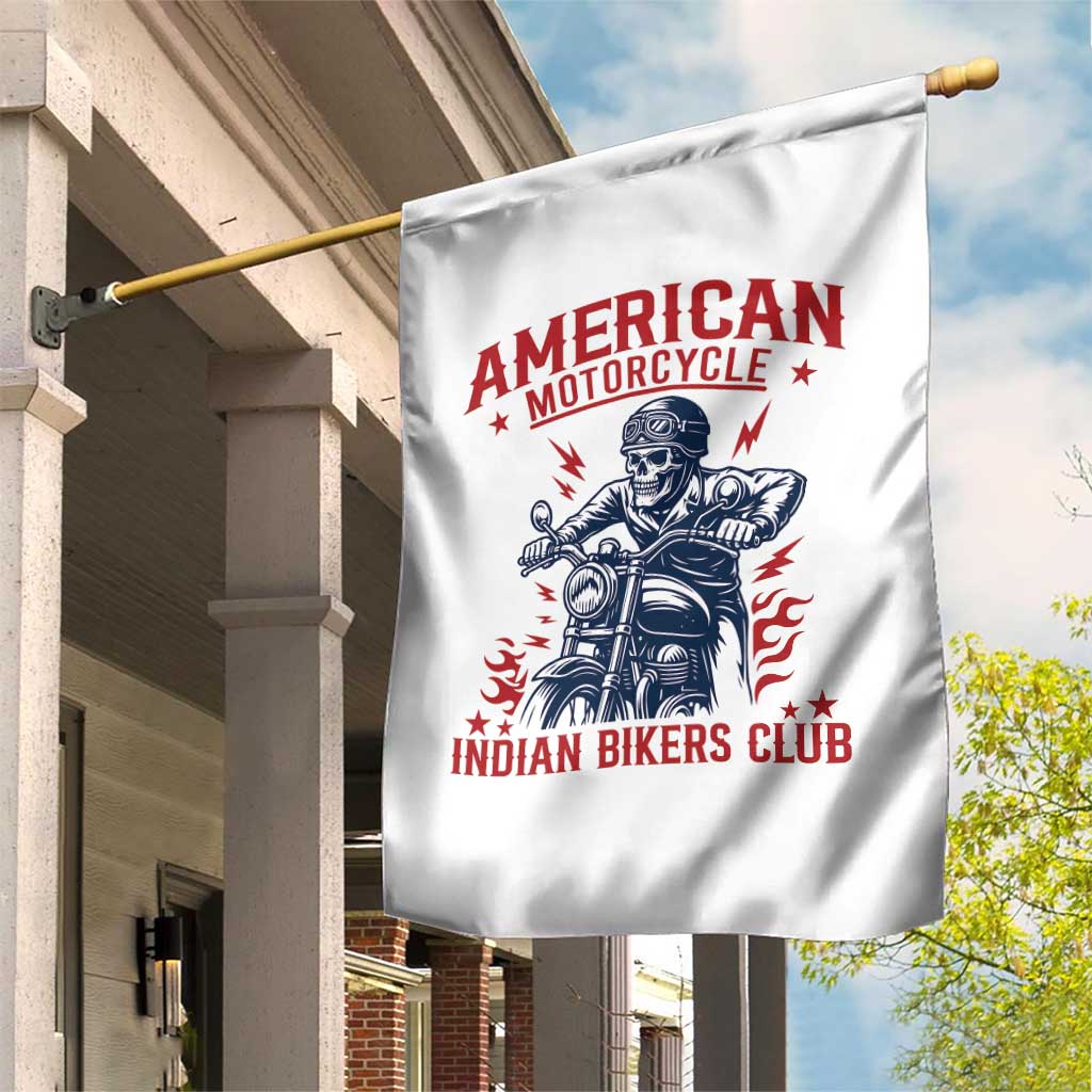 Funny Skeleton Motorcycle Garden Flag American Motorcycle Indian Bikers Club - Wonder Print Shop